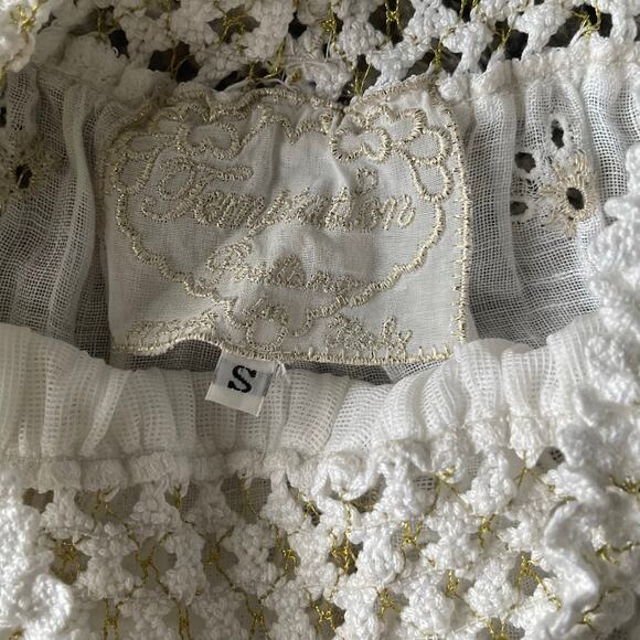 Temptation Positano Irlanda White Smocked Eyelet 100% Linen Mini Dress - Picture 8 of 12